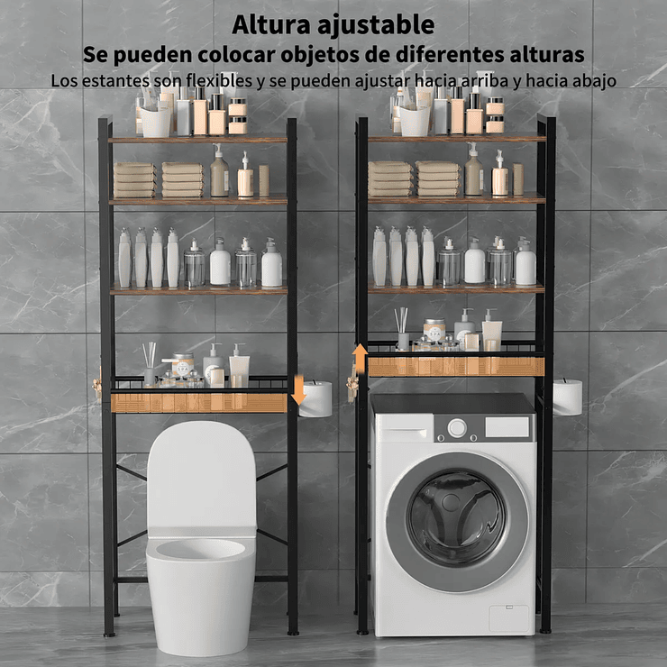 Estante Organizador Aizo Metálico 4 Niveles Negro para Baño y Lavadora 3
