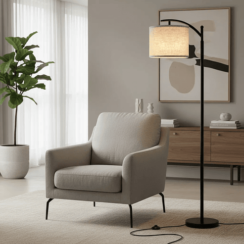 Lámparas De Piso 3 Temperaturas Color Regulable Con Bombilla Beige Negro 2