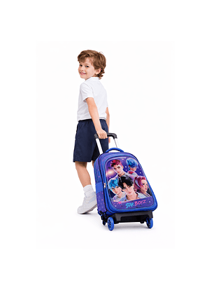 Mochila Escolar 3D con Carro + Lonchera y Estuche (Pack 3 Piezas)