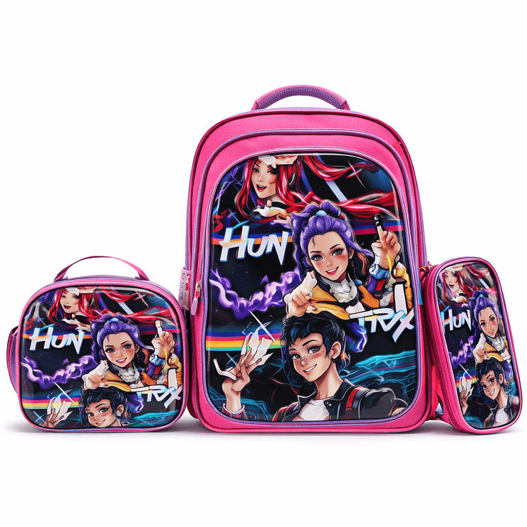 Mochila Escolar 3D con Carro + Lonchera y Estuche (Pack 3 Piezas) 9