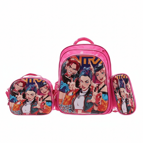 Mochila Escolar 3D con Carro + Lonchera y Estuche (Pack 3 Piezas) 12