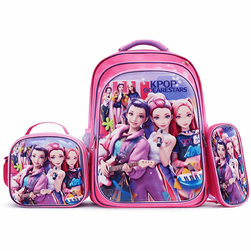 Mochila Escolar 3D con Carro + Lonchera y Estuche (Pack 3 Piezas) 4