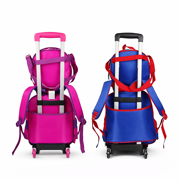 Mochila Escolar 3D con Carro + Lonchera y Estuche (Pack 3 Piezas) 6