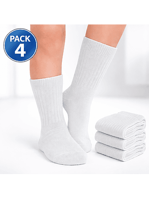 Pack 4 Calcetines Escolares ½ Caña Algodón | Blancos