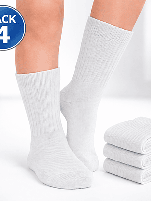 Pack 4 Calcetines Escolares ½ Caña Algodón | Blancos