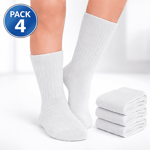 Pack 4 Calcetines Escolares ½ Caña Algodón | Blancos 1