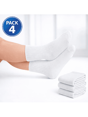 Pack 4 Calcetines Escolares ½ Caña Algodón | Blancos