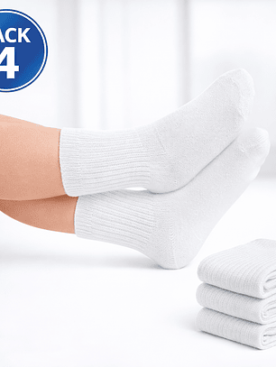 Pack 4 Calcetines Escolares ½ Caña Algodón | Blancos