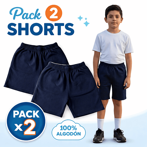Pack 2 Short Deportivos de Algodón para Niños | Escolar 2