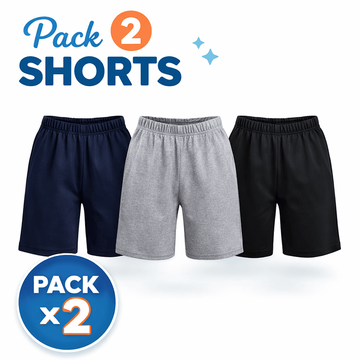 Pack 2 Short Deportivos de Algodón para Niños | Escolar 6