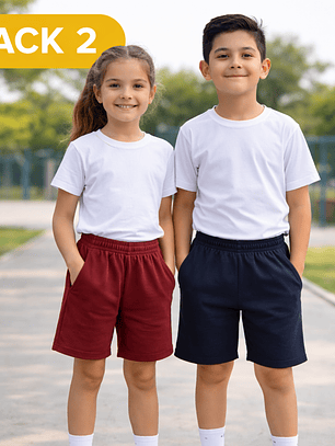 Pack 2 Short Deportivos de Algodón para Niños | Escolar