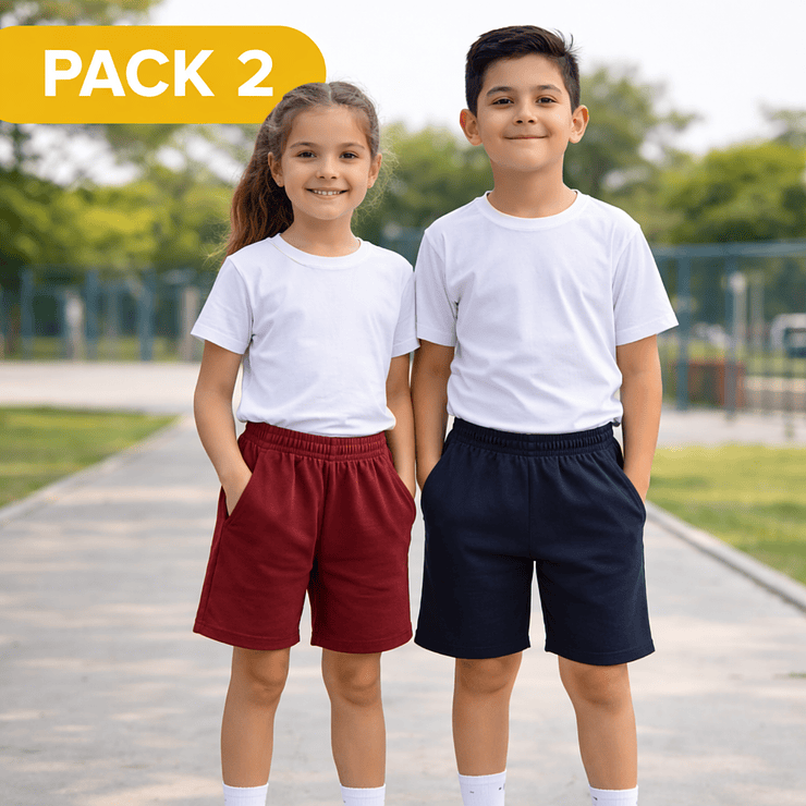 Pack 2 Short Deportivos de Algodón para Niños | Escolar 1