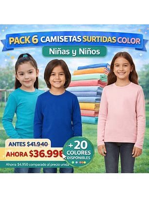 Pack 6 Camisetas Surtidas Color 