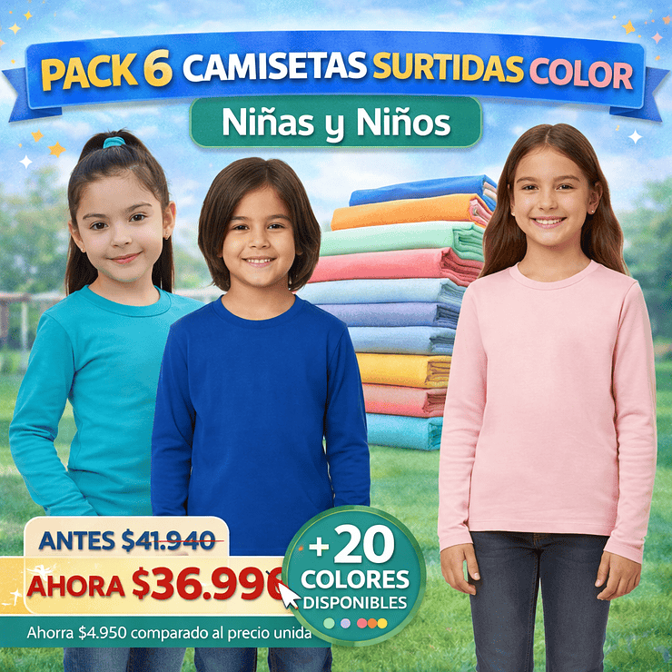 Pack 6 Camisetas Surtidas Color  1