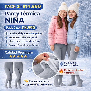 Pack 2 Panty Térmica Niña Cotton