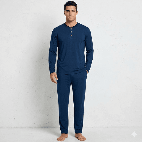 Pijama Botones Hombre Manga Larga 