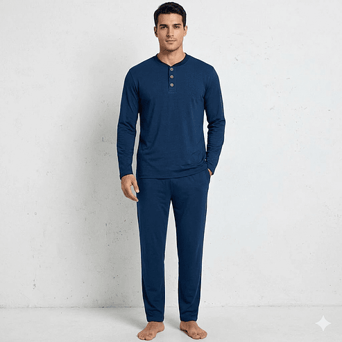 Pijama Botones Hombre Manga Larga  2