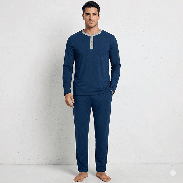 Pijama Botones Hombre Manga Larga  3