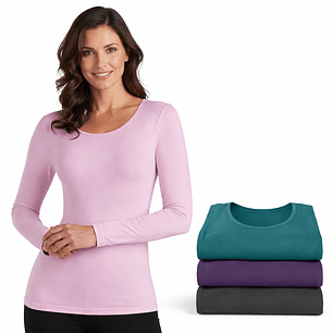 Pack 3 Camisetas de Mujer Bambú Manga Larga Color Surtido