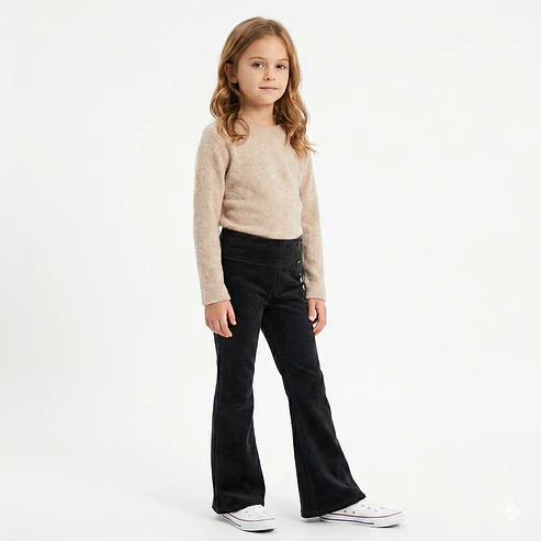 Calza Flare Wide Cotele  Forrada en Micropolar para Niñas  1
