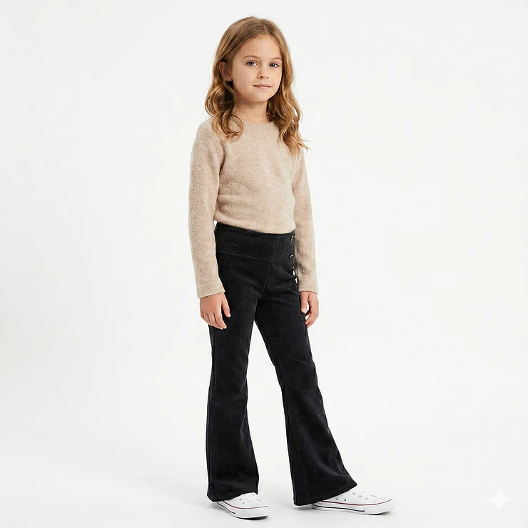 Calza Flare Wide Cotele  Forrada en Micropolar para Niñas  1