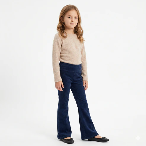 Calza Flare Wide Cotele  Forrada en Micropolar para Niñas  2