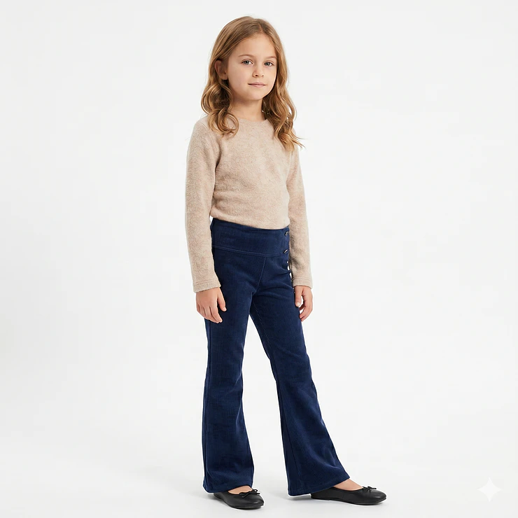 Calza Flare Wide Cotele  Forrada en Micropolar para Niñas  2