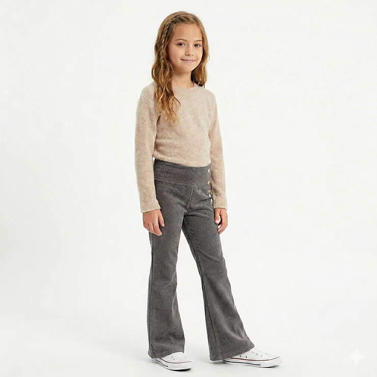 Calza Flare Wide Cotele  Forrada en Micropolar para Niñas  3