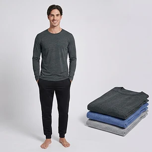 Pack 3 Camiseta Ultra Térmico Manga Larga Cuello Redondo