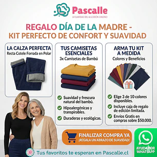 Pack 3 Camisetas Bambu + Calza Cotele Forrada 