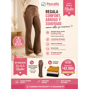 Pack 3 Camisetas Bambu + Calza Cotele Forrada 