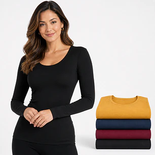 Pack 4 Camisetas de Mujer Bambú Manga Larga Color Surtido