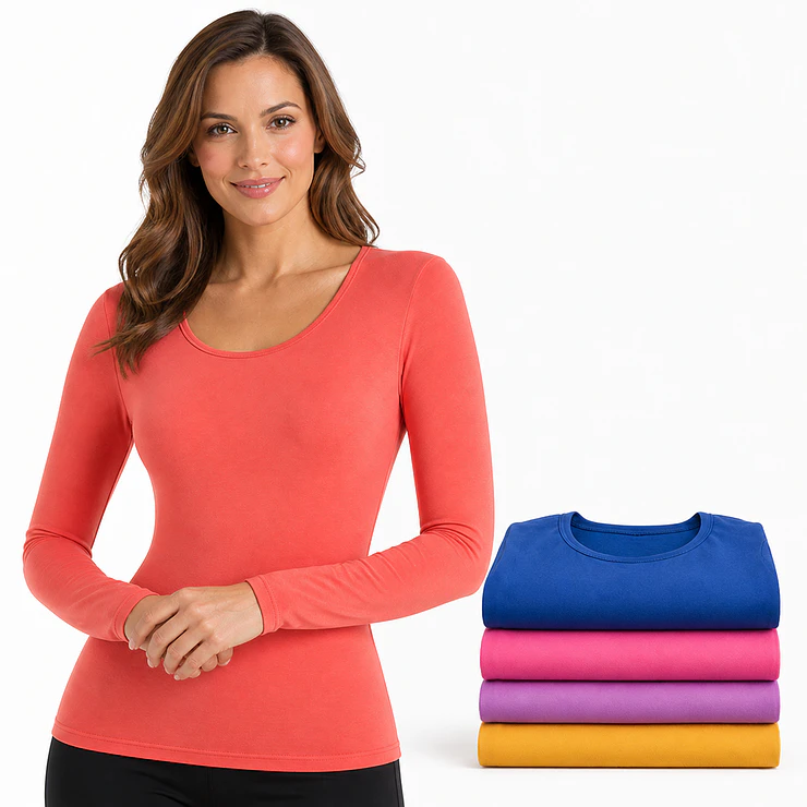 Pack 4 Camisetas de Mujer Bambú Manga Larga Color Surtido 3