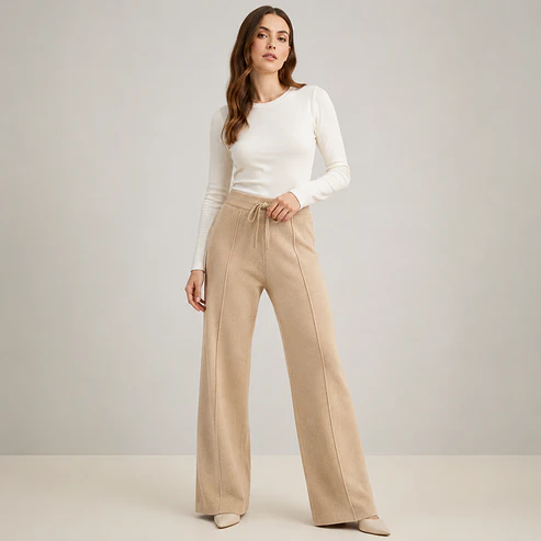 Pantalón Lanilla Forrada Wide Leg Mujer 2