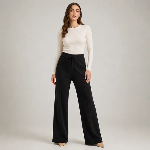 Pantalón Lanilla Forrada Wide Leg Mujer 3