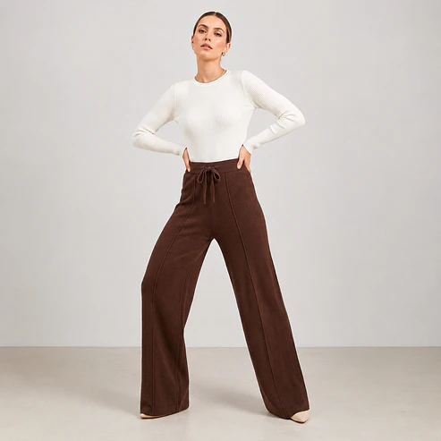 Pantalón Lanilla Forrada Wide Leg Mujer 4