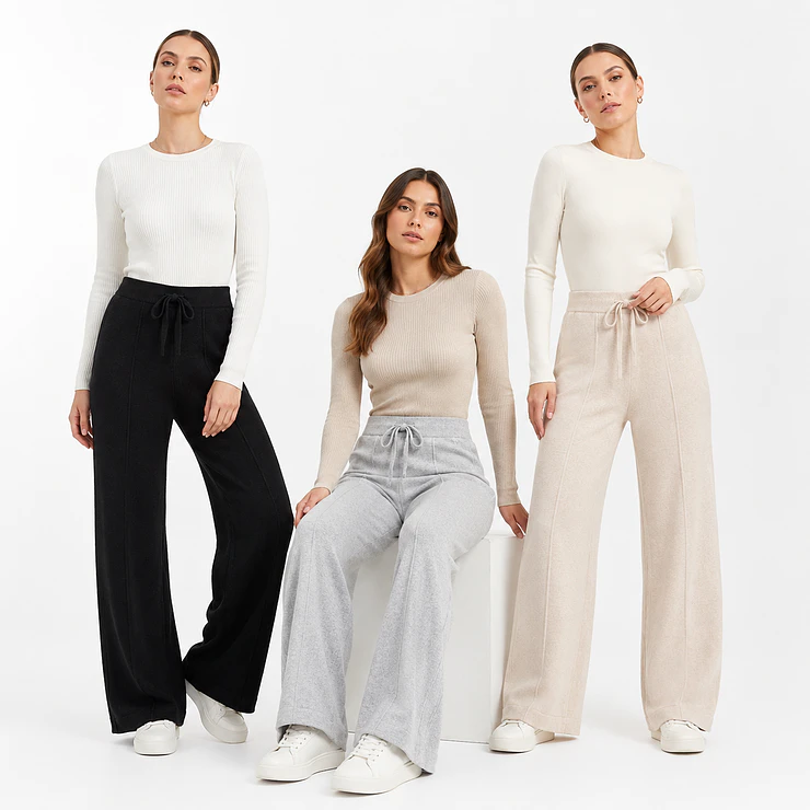 Pantalón Lanilla Forrada Wide Leg Mujer 1