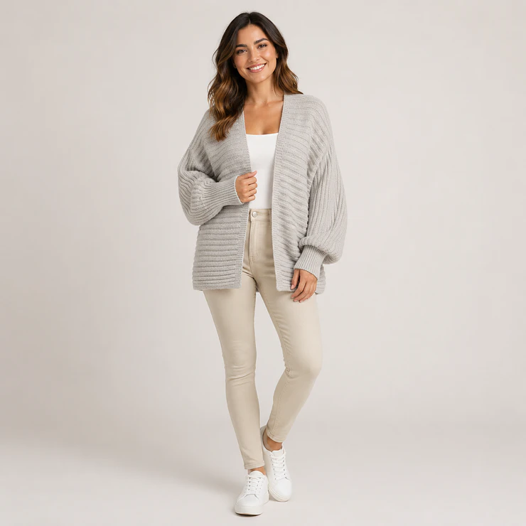 Cardigan Tejido Oversize Manga Globo Mujer 2
