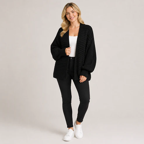 Cardigan Tejido Oversize Manga Globo Mujer 3
