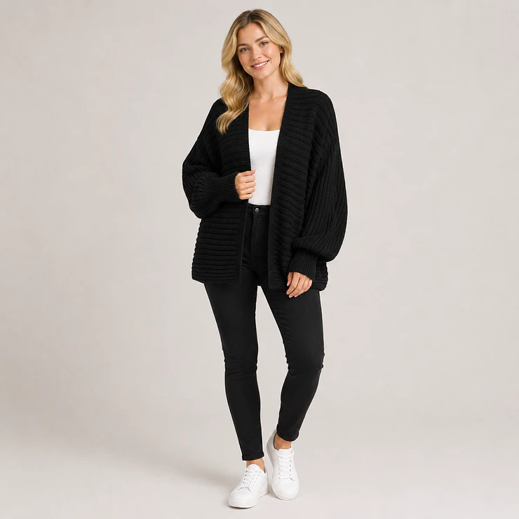Cardigan Tejido Oversize Manga Globo Mujer 3