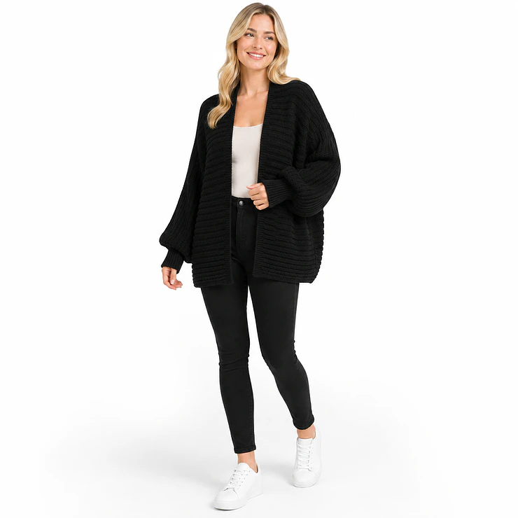 Cardigan Tejido Oversize Manga Globo Mujer 1