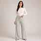 Pantalón Wide Leg Tejido Acanalado Forrado Mujer - Miniatura 2
