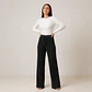 Pantalón Wide Leg Tejido Acanalado Forrado Mujer - Miniatura 3