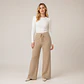 Pantalón Wide Leg Tejido Acanalado Forrado Mujer - Miniatura 4