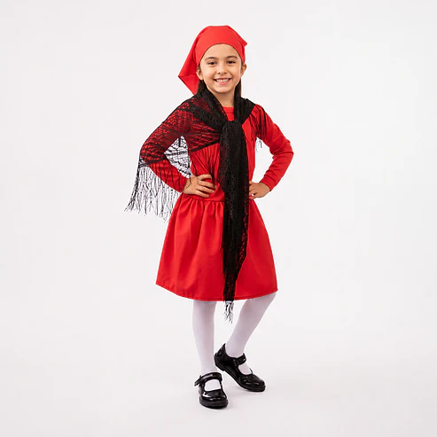 Set Traje Típico Chilote Niña Falda Puntilla y Pañuelo 2