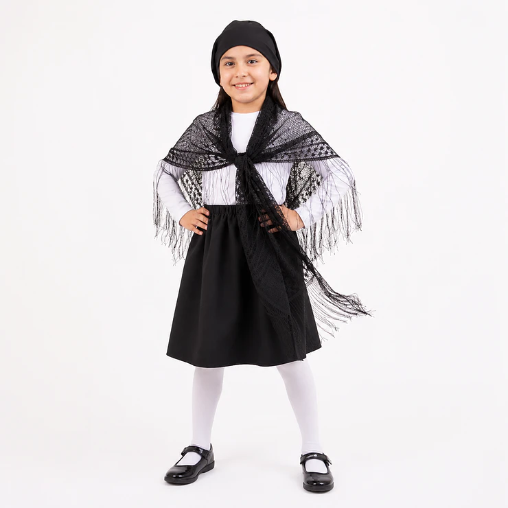 Set Traje Típico Chilote Niña Falda Puntilla y Pañuelo 3