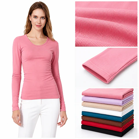 Pack 3 Polera Básica Algodón Canalé