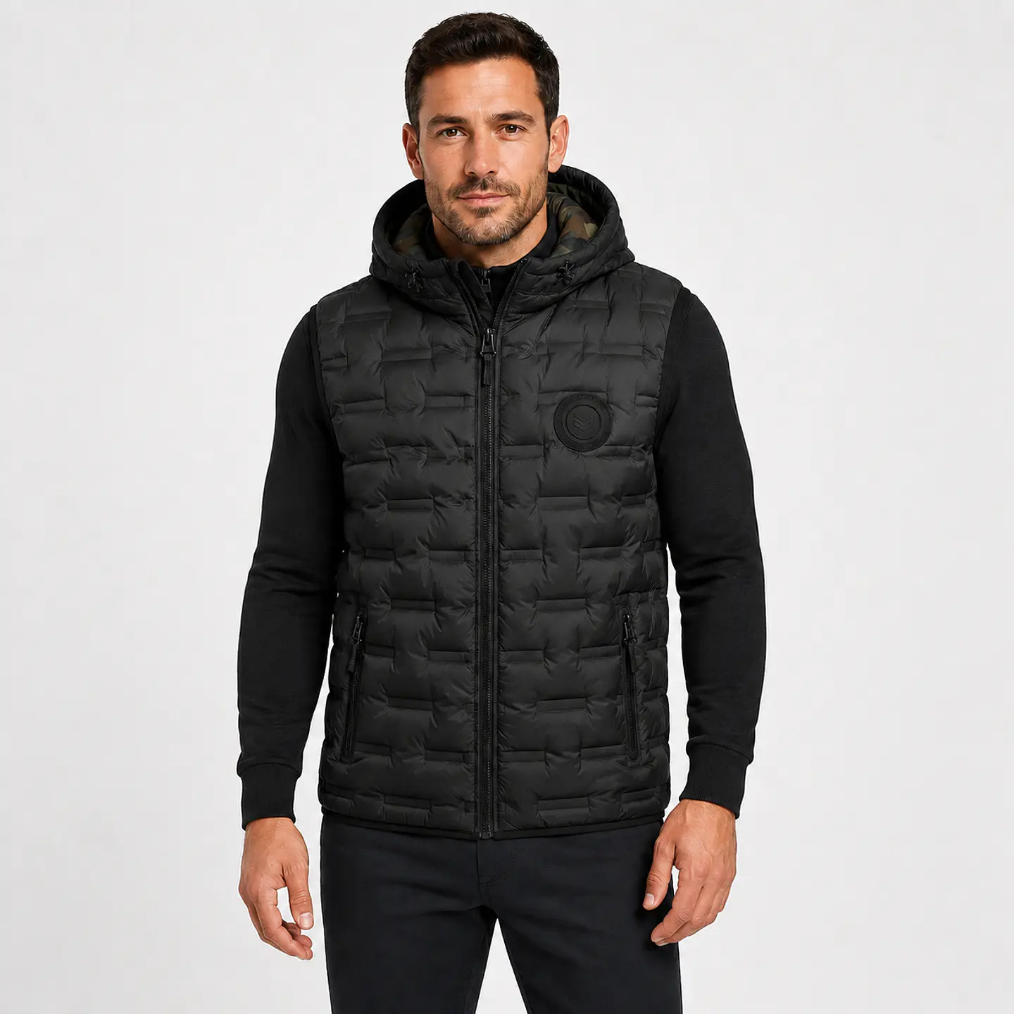 Chaleco Puffer Hombre Reversible con Capucha 10
