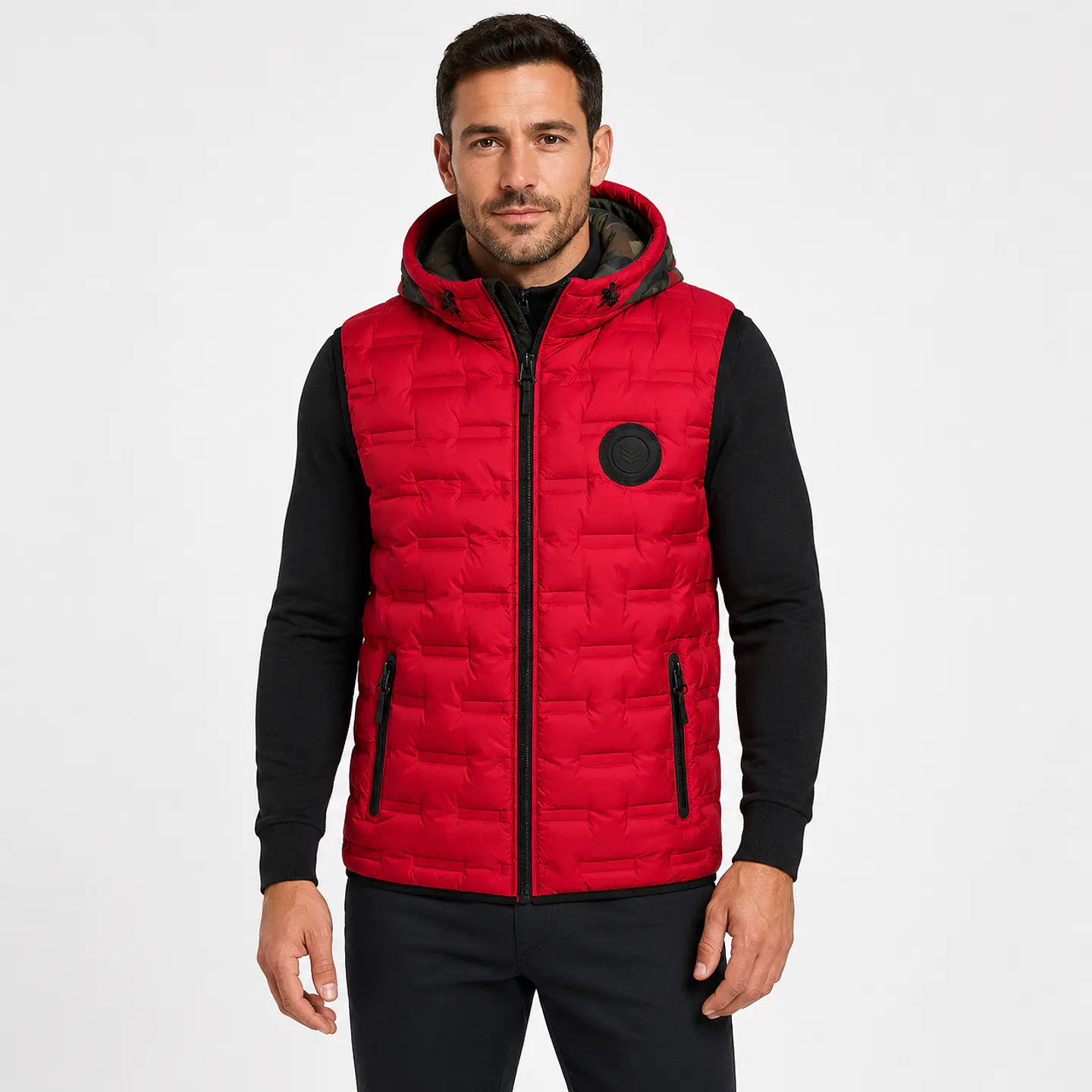 Chaleco Puffer Hombre Reversible con Capucha 4