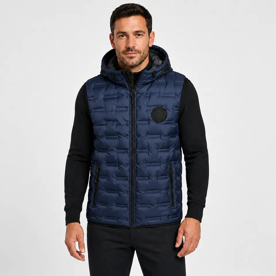 Chaleco Puffer Hombre Reversible con Capucha 7